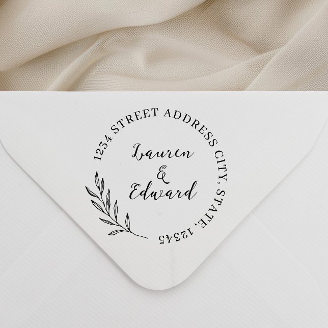 Elegante Foliage Wedding Rücksendeadresse Permastempel (Von Creator hochgeladen)