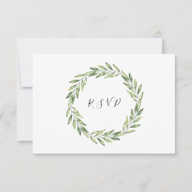 Elegante Foliage Wreath Floral Wedding RSVP Karte (Vorderseite)