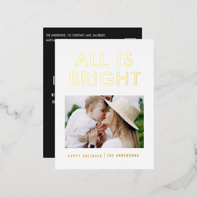 Elegante Folie 1 Foto Moderne Folie Postkarte (Vorderseite/Rückseite)