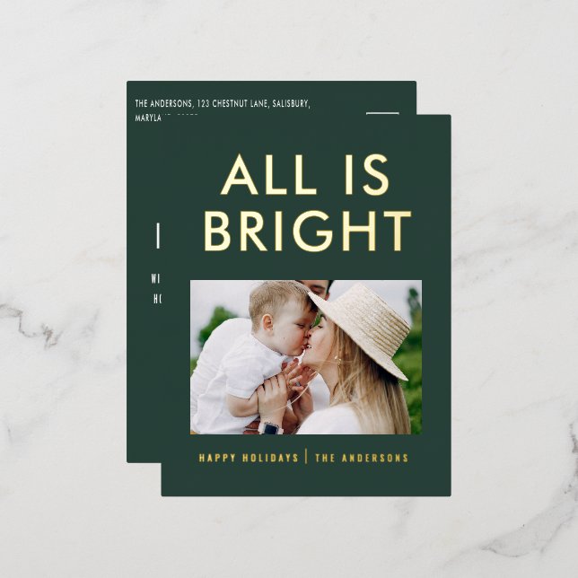 Elegante Folie 1 Foto Moderne Folie Postkarte (Vorderseite/Rückseite)