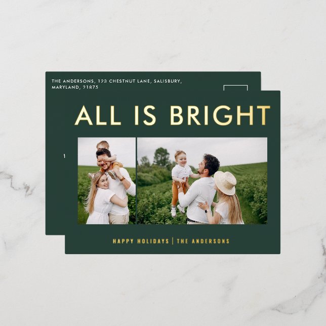 Elegante Folie 2 Foto Moderne Folie Postkarte (Vorderseite/Rückseite)