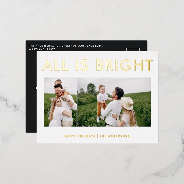 Elegante Folie 2 Foto Moderne Folie Postkarte (Vorderseite/Rückseite)