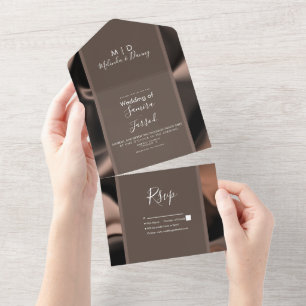 Elegante Folie Braune Erdig Hochzeit   All In One Einladung