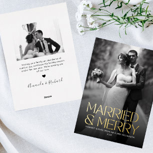 Elegante Folie Verheiratet und Fröhliche Neuvermäh Folien Feiertagskarte