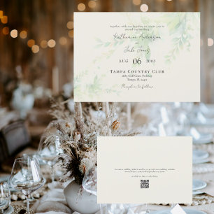 Elegante Folien-Cream QR-Code Horizontale Hochzeit Einladung