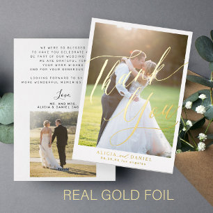 Elegante Folien-Schrift-Foto-Hochzeit-Dankeskarten Folieneinladung