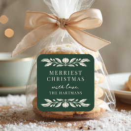 Elegante Folk Art Florenz Personalisierte Weihnach Quadratischer Aufkleber