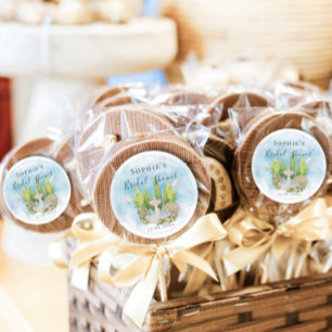 Elegante Fontäne weiße Tauben Blumen Brautparty Runder Aufkleber