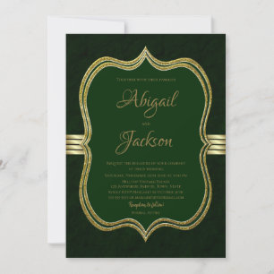 Elegante Forest Green and Gold Wedding Einladung