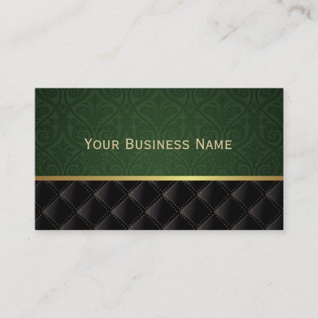 Elegante Forest Green-Damast-Visitenkarte Visitenkarte (Vorderseite)
