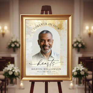 Elegante Forever-Hearts-Foto-Gedenkskript Gold-Tra Poster