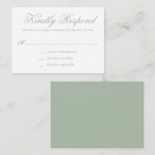 Elegante Formal Sage Green Wedding Mini RSVP Karte