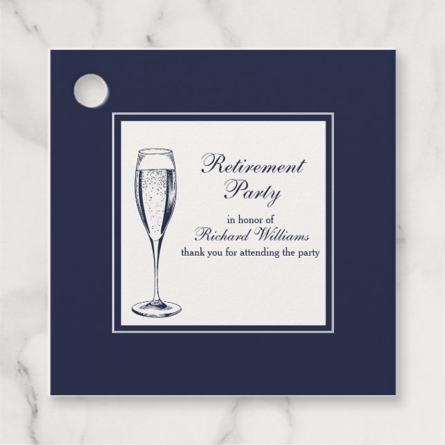 Elegante formale dunkle Bleu weiße Rente Geschenkanhänger (Vorderseite)