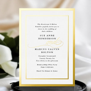 Elegante formale Kalligraphie-Goldrahmen-Hochzeit Folieneinladung