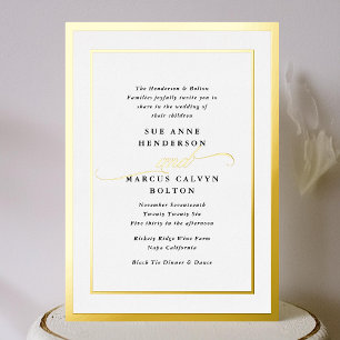 Elegante formale Kalligraphie-Goldrahmen-Hochzeit Folieneinladung
