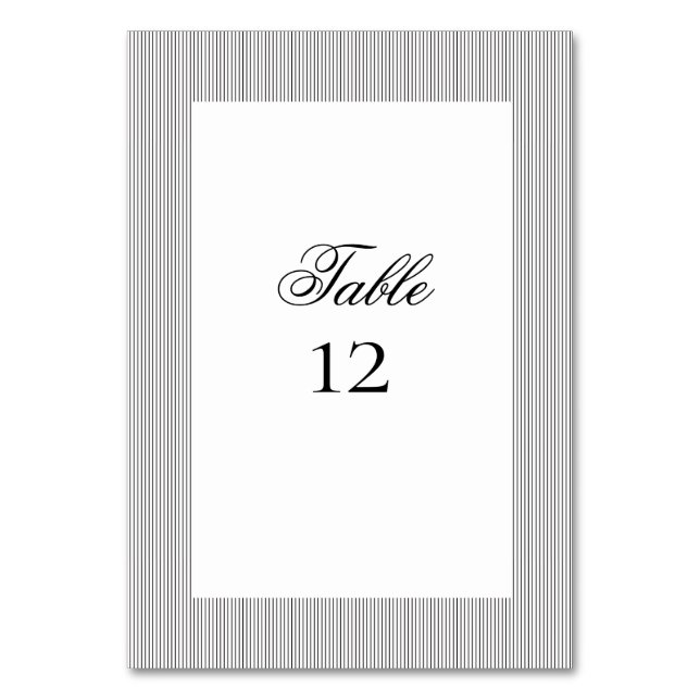 Elegante formale klassische Hochzeitdetails Tischnummer (Vorderseite)