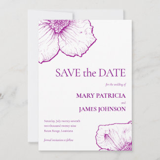 Elegante formale lila Blumenklematis-Zeichnung Save The Date