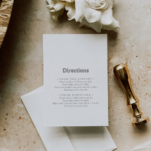 Elegante formale minimale Hochzeitsanweisungen Begleitkarte