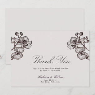 Elegante formale Moderne Klassische Orchidee Tinte Dankeskarte