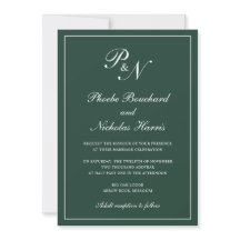Elegante formale Mongram Forest Green Wedding
