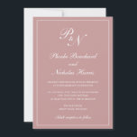 Elegante formale Monogram Dusty Rose Pink Wedding Einladung<br><div class="desc">Traditionell staubige Rose rosa Hochzeitseinladung mit einem einfachen und klassischen Design mit Ihren beiden ersten Monogramm und Ihren Namen in einer eleganten Kalligraphie innerhalb eines dünnen Randes. Alle Designelemente können im Entwurfsbearbeitungstool geändert werden. Diese eleganten Einladungen sind perfekt für eine formelle Hochzeit.</div>