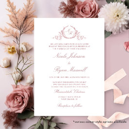 Elegante formale Monogram Dusty Rose Wedding Einladung