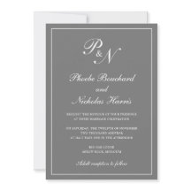 Elegante formale Monogram Simple Gray Wedding
