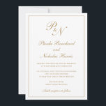 Elegante formale Monogram Traditionelle Goldhochze Einladung<br><div class="desc">Traditionelles Imitat Gold Hochzeitseinladung mit einem einfachen und klassischen Design mit Ihren beiden ersten Monogramm und Ihren Namen in einer eleganten Kalligraphie innerhalb eines dünnen Randes. Alle Designelemente können im Entwurfsbearbeitungstool geändert werden. Diese eleganten Einladungen sind perfekt für eine formelle Hochzeit.</div>