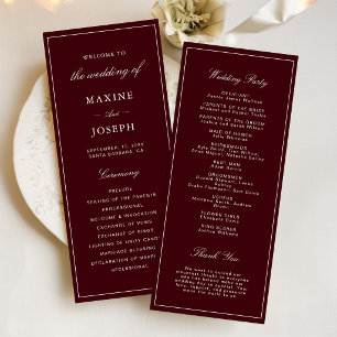 Elegante formelle burgunderrote und elfenbeinfarbe programm