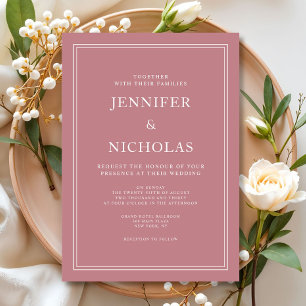 Elegante formelle dusty pink Hochzeit Einladung