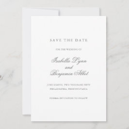 Elegante formelle, einfache, graue Hochzeit ohne F Save The Date