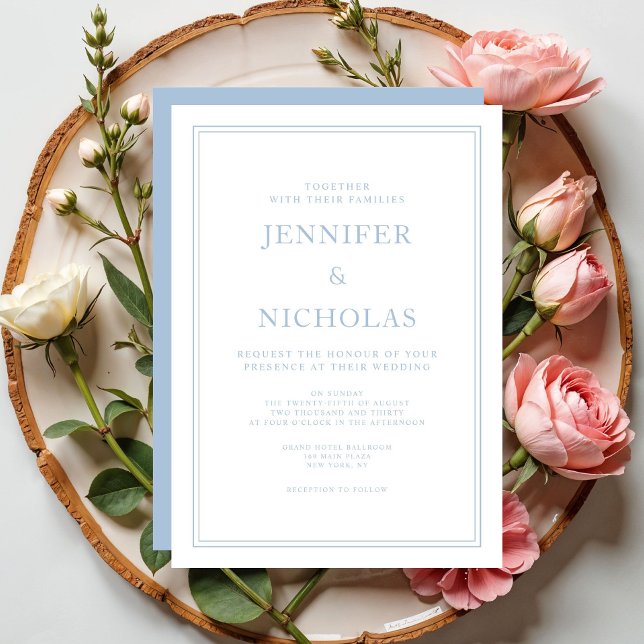 Elegante formelle Einladung zum Hochzeitsfeiern (Elegant Formal Blue Wedding Invitation)