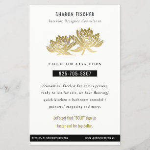 Elegante formelle falsche Gold-Lotus-Blumen Geschä Flyer