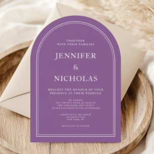 Elegante formelle französische lila Hochzeit Einladung