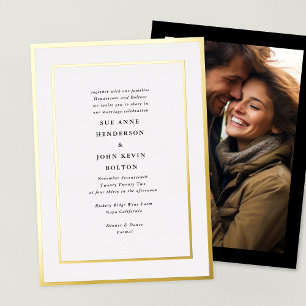 Elegante formelle gepresste goldgerahmte Foto-Hoch Folieneinladung
