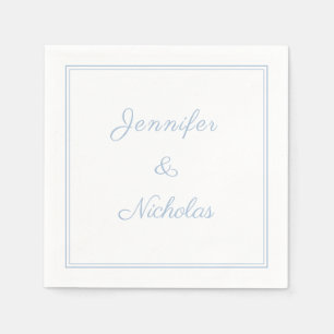 Elegante formelle hellblaue Schrift Hochzeit Serviette