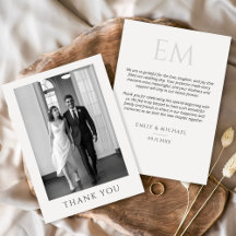 Elegante formelle Hochzeitsfoto-Monogramm-Dankesch