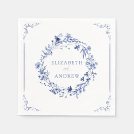 Elegante formelle Kalligrafie Blumenkranz Hochzeit Serviette