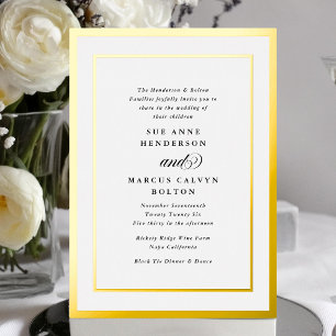 Elegante formelle Kalligrafie Goldrahmen Hochzeit Folieneinladung