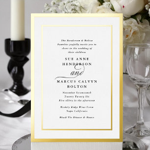 Elegante formelle Kalligrafie Goldrahmen Hochzeit Folieneinladung