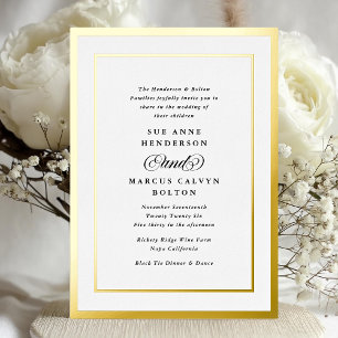 Elegante formelle Kalligrafie Goldrahmen Hochzeit Folieneinladung