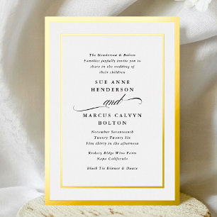 Elegante formelle Kalligrafie Goldrahmen Hochzeit Folieneinladung