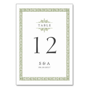 Elegante formelle klassische Vintage-Hochzeitstisc Tischnummer