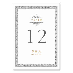 Elegante formelle klassische Vintage-Hochzeitstisc Tischnummer