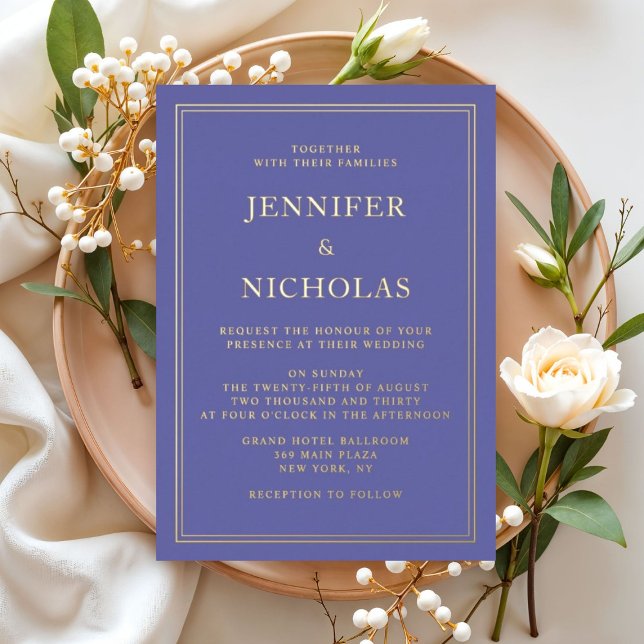 Elegante formelle Lila Hochzeit Folieneinladung (Elegant Formal Purple Wedding Foil Invitation)