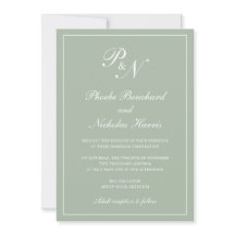 Elegante formelle Monogram Sage Green Wedding