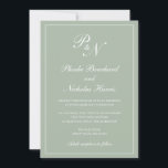 Elegante formelle Monogram Sage Green Wedding Einladung<br><div class="desc">Traditionelles Stil Salbei grüne Hochzeitseinladung mit einem einfachen und klassischen Design mit Ihren beiden ersten Monogramm und Ihren Namen in einer eleganten Kalligraphie innerhalb eines dünnen Randes. Alle Designelemente können im Entwurfsbearbeitungstool geändert werden. Diese eleganten Einladungen sind perfekt für eine formelle Hochzeit.</div>
