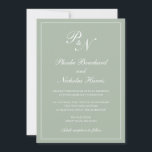 Elegante formelle Monogram Sage Green Wedding Einladung<br><div class="desc">Traditionelles Stil Salbei grüne Hochzeitseinladung mit einem einfachen und klassischen Design mit Ihren beiden ersten Monogramm und Ihren Namen in einer eleganten Kalligraphie innerhalb eines dünnen Randes. Alle Designelemente können im Entwurfsbearbeitungstool geändert werden. Diese eleganten Einladungen sind perfekt für eine formelle Hochzeit.</div>