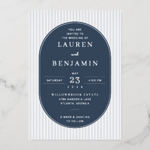Elegante formelle Navy-Einladung Folieneinladung