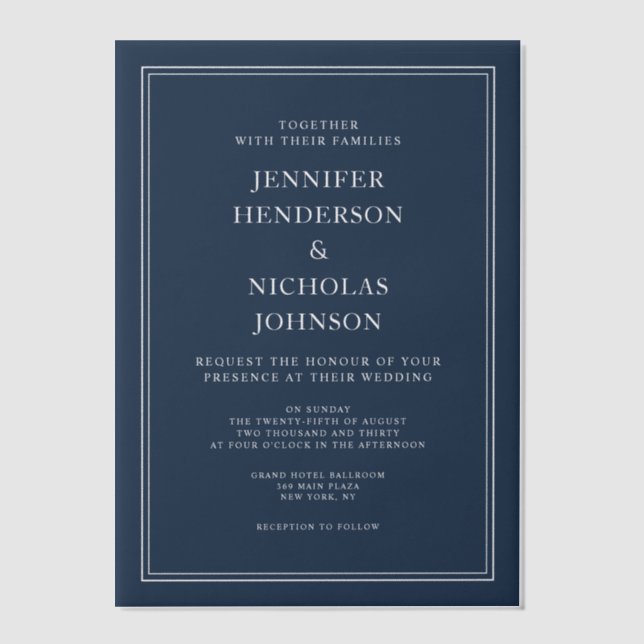 Elegante formelle navyblaue Hochzeit (Vorderseite)